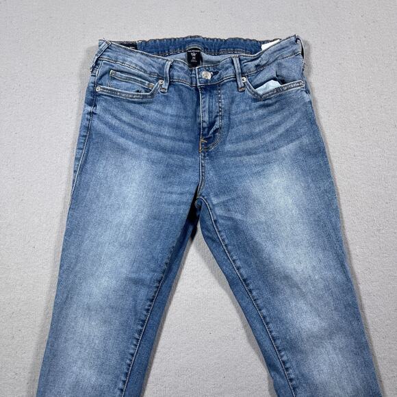 True Religion Stella Jeans Women 32 Mid Rise‎ Skinny Blue Denim Raw Hem Stretch - Picture 2 of 13